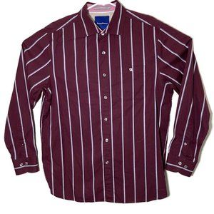 Tommy Bahama Mens Medium Maroon Striped Button Up